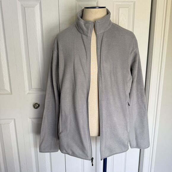 Men Fleece Sweater Jacket Gray Size 2XL Full Zip Polar - Picture 3 of 16